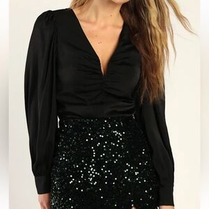 Lulu's Elegant Black Blouse